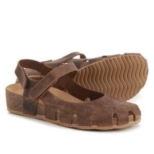 BioNatura Easy Brown Genuine Leather Vented Side Mary Jane Slingback Sandals 9